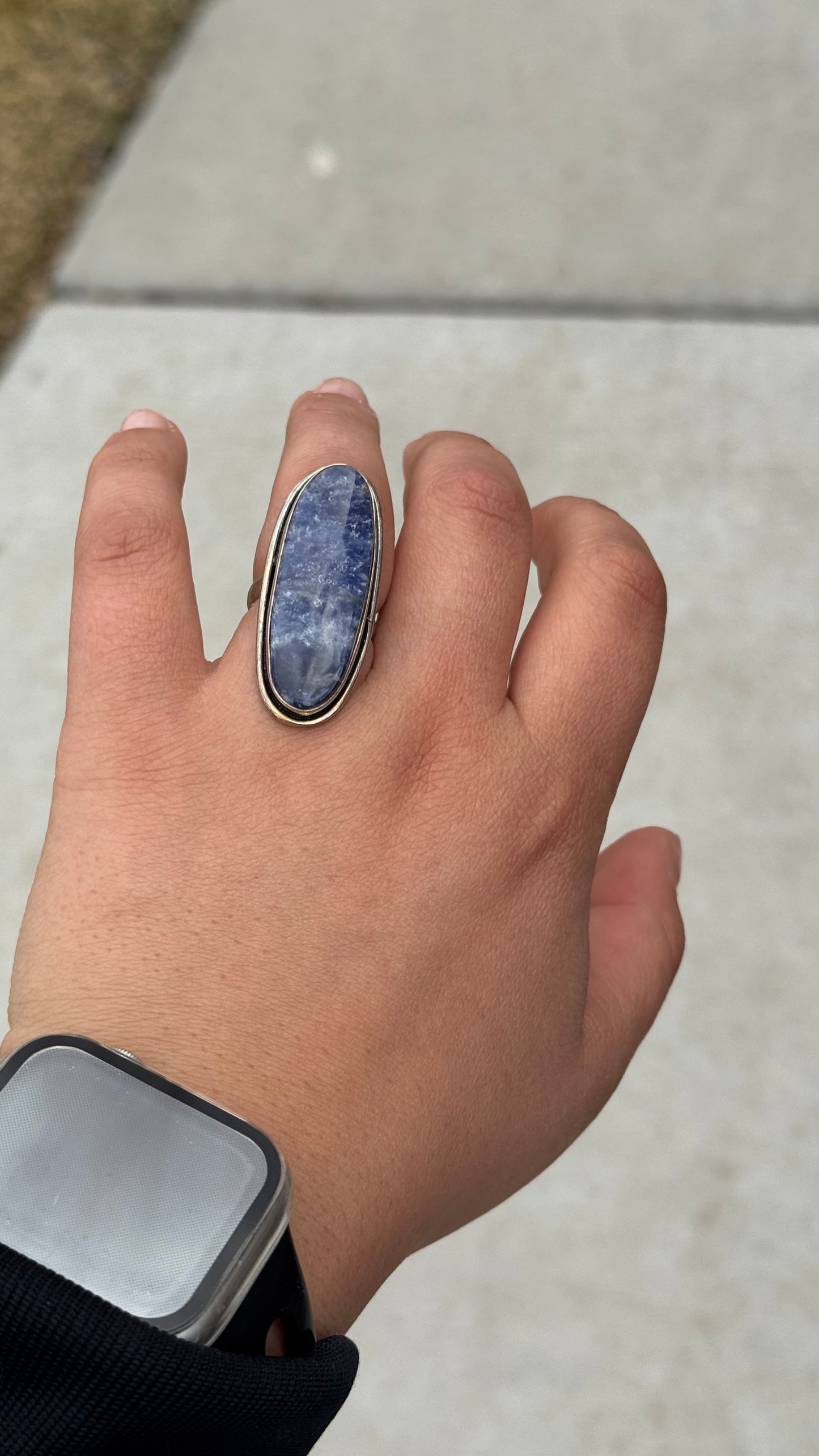 Adjustable blue lapis lazuli ring