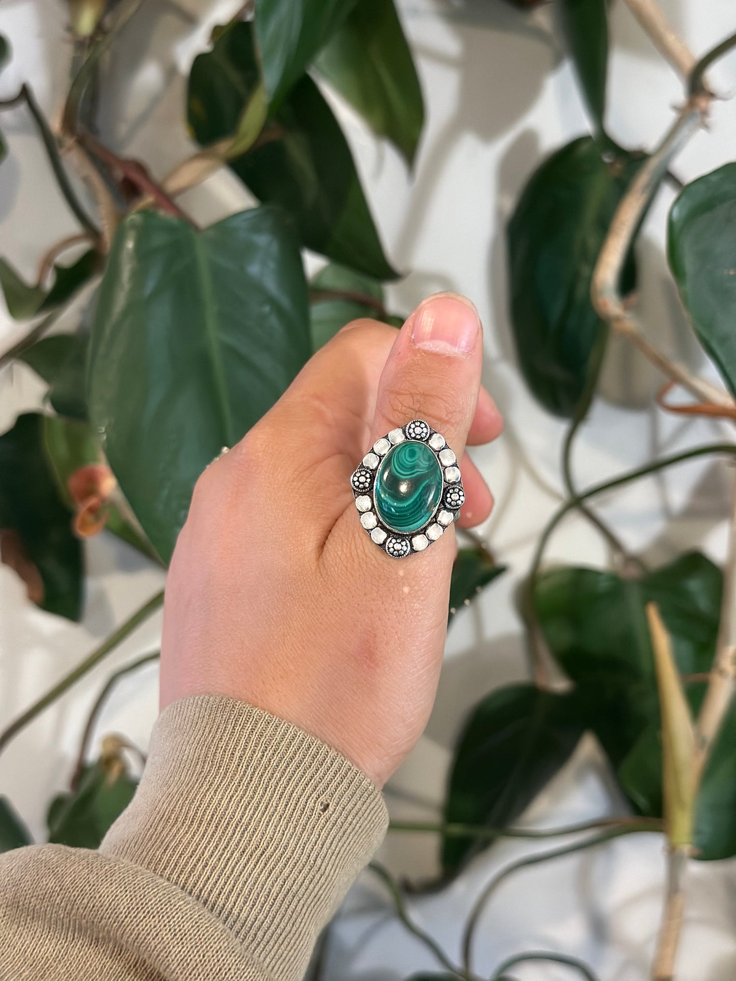 Size 10 malachite ring