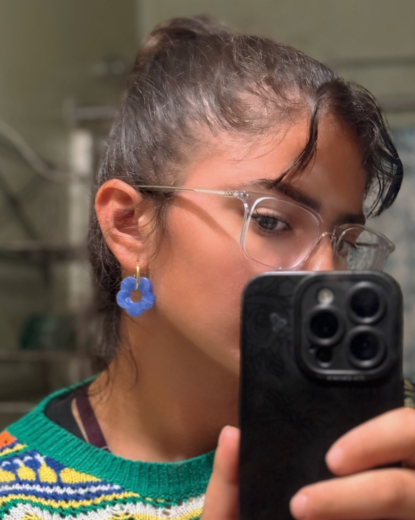 Floral hoop earrings