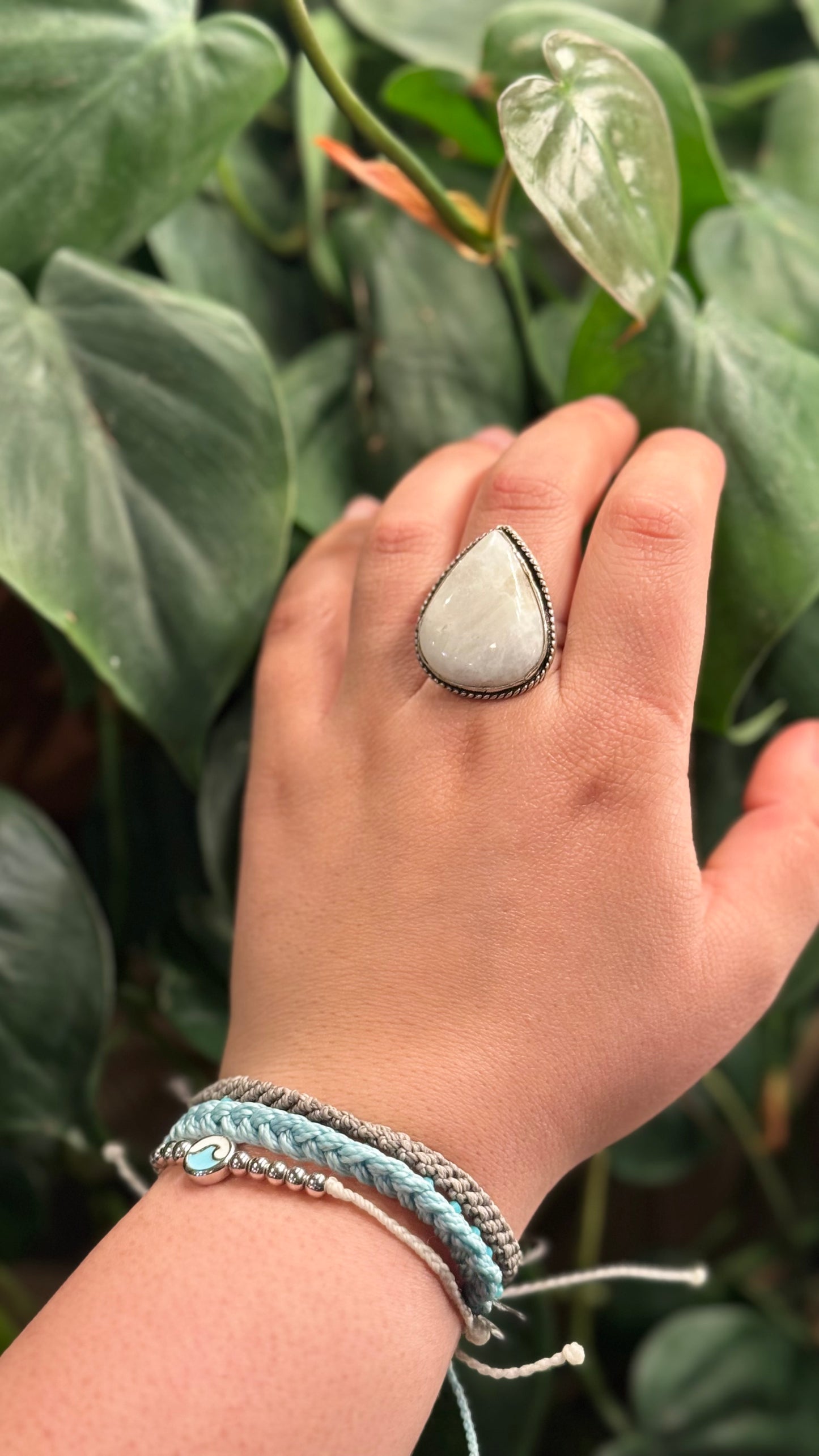 Moon stone Adjustable ring