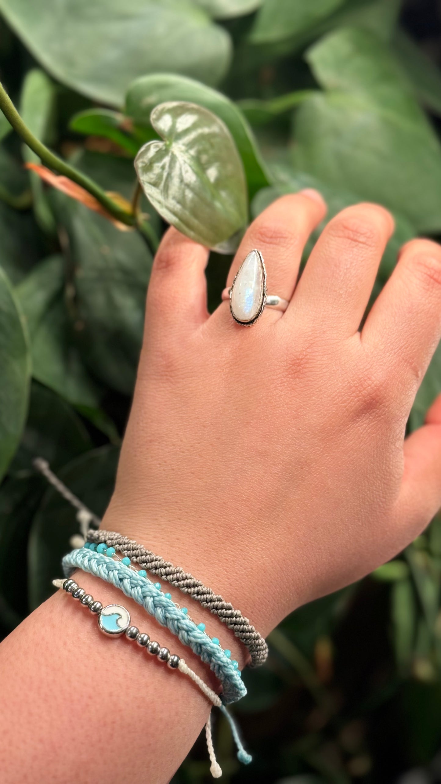 Moon stone Adjustable ring