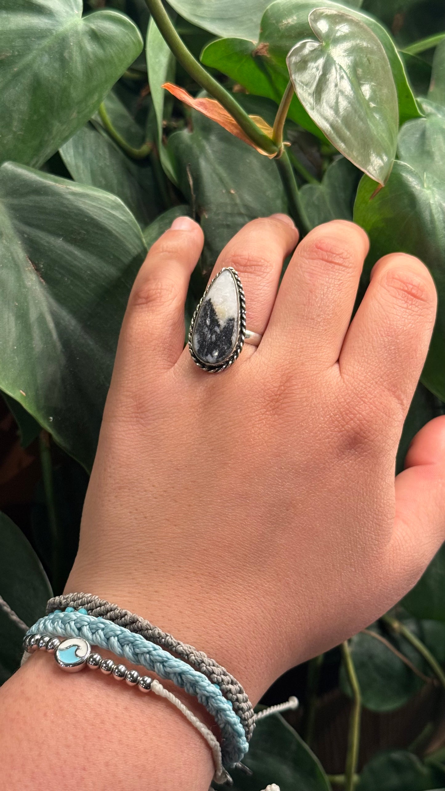 White buffalo Turquoise Adjustable ring