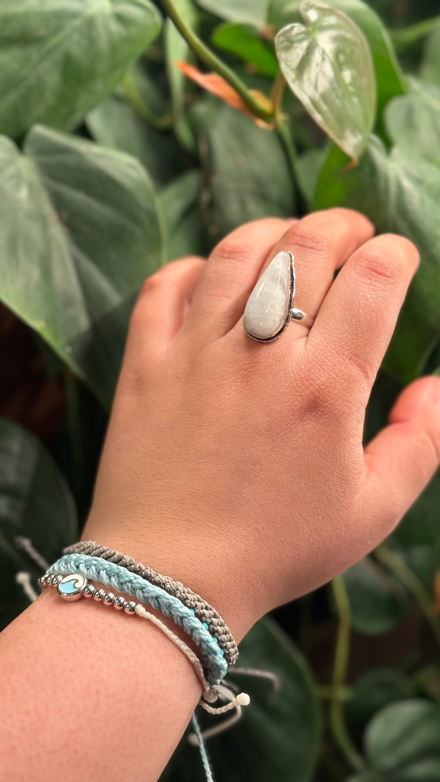 Moon stone Adjustable ring