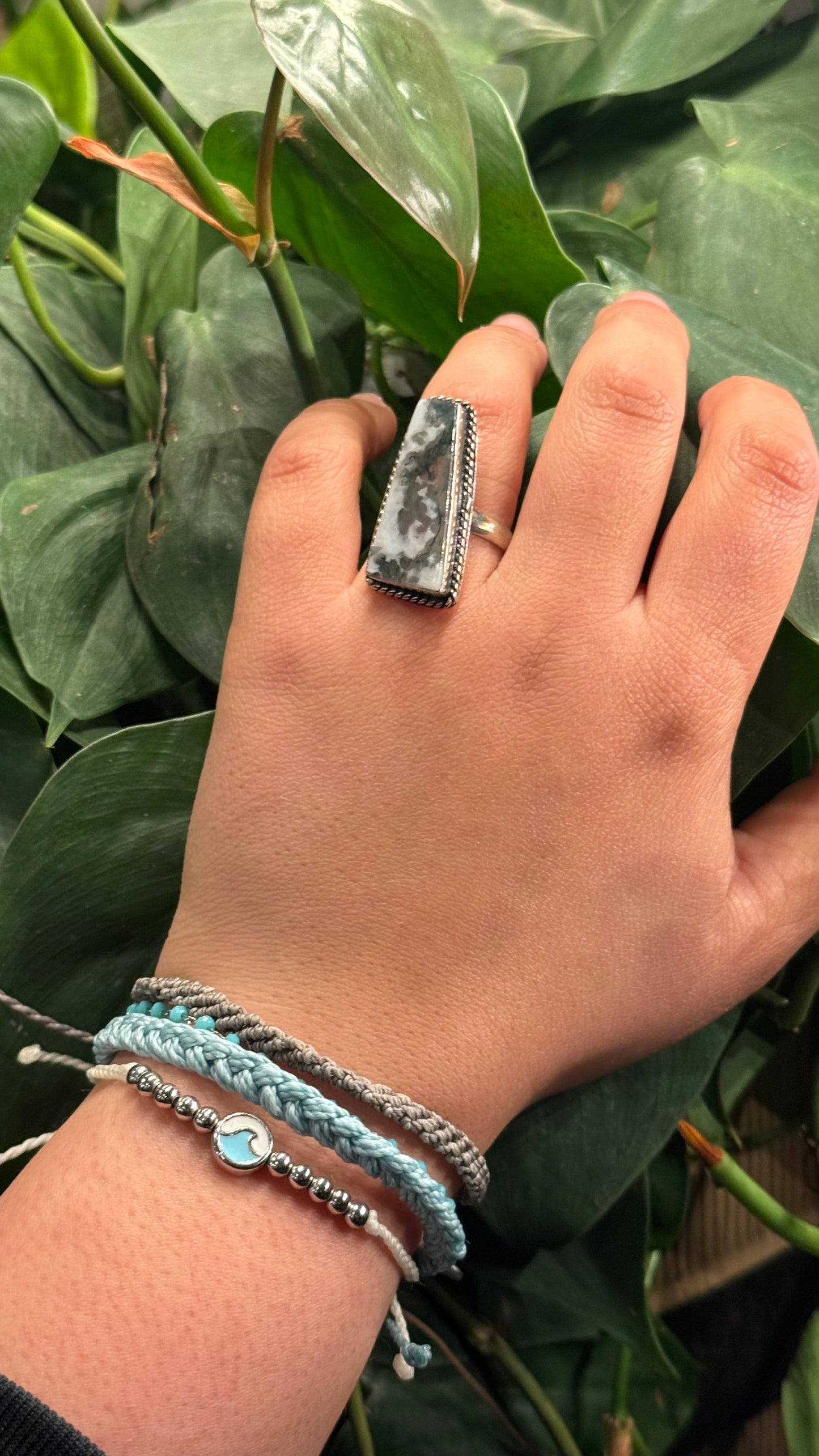 White buffalo Turquoise Adjustable ring