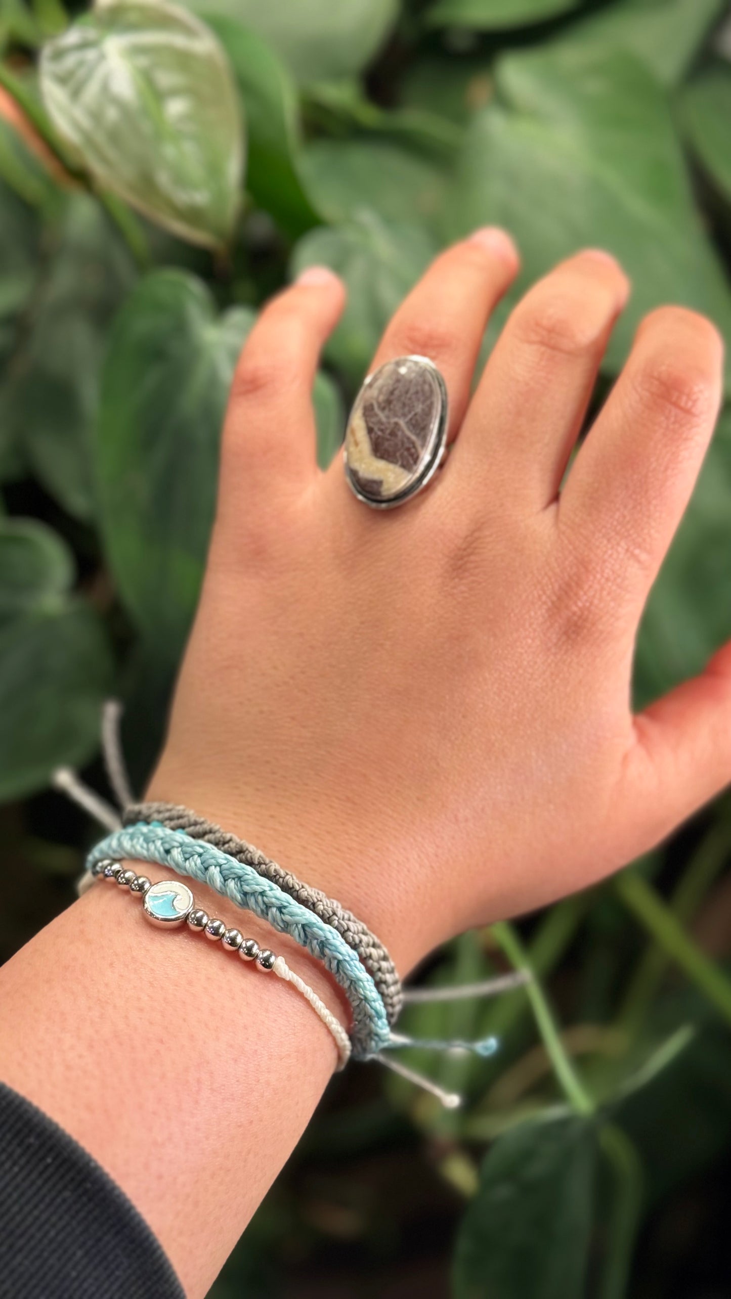 Adjustable Cappuccino Jasper ring