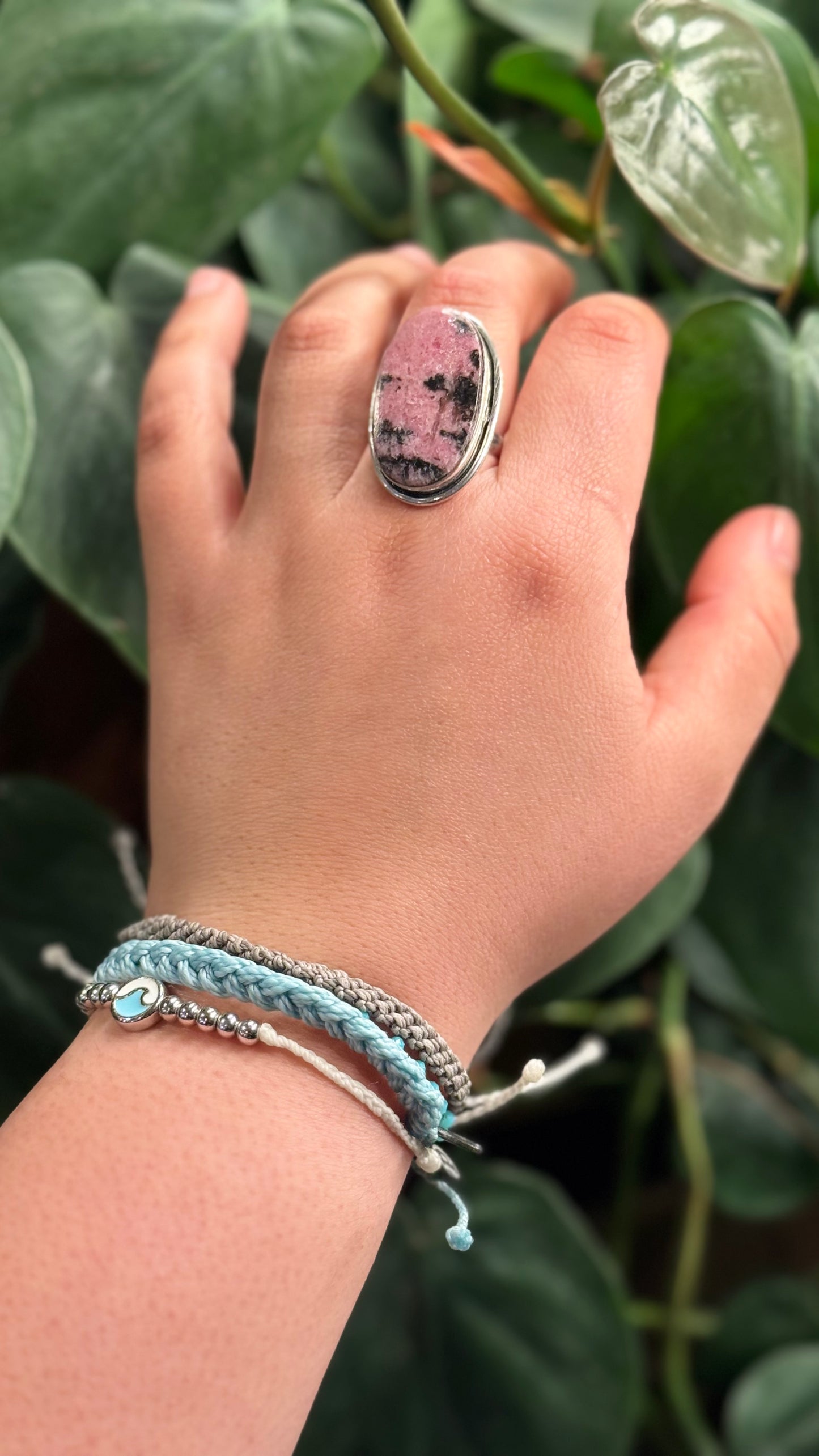PINK RHODONITE Adjustable ring