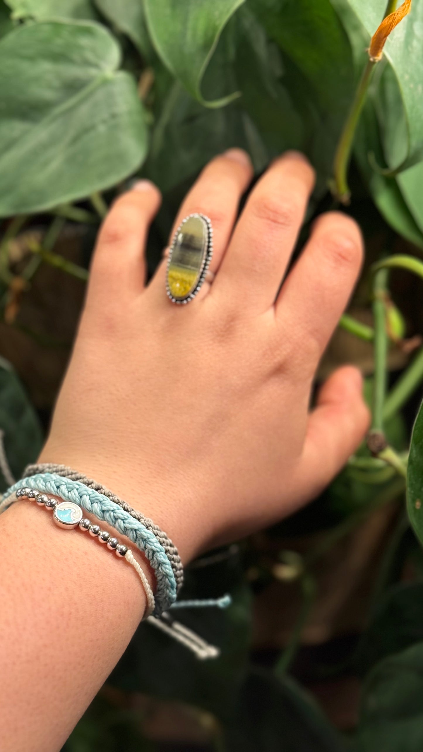 Prehnite Adjustable ring