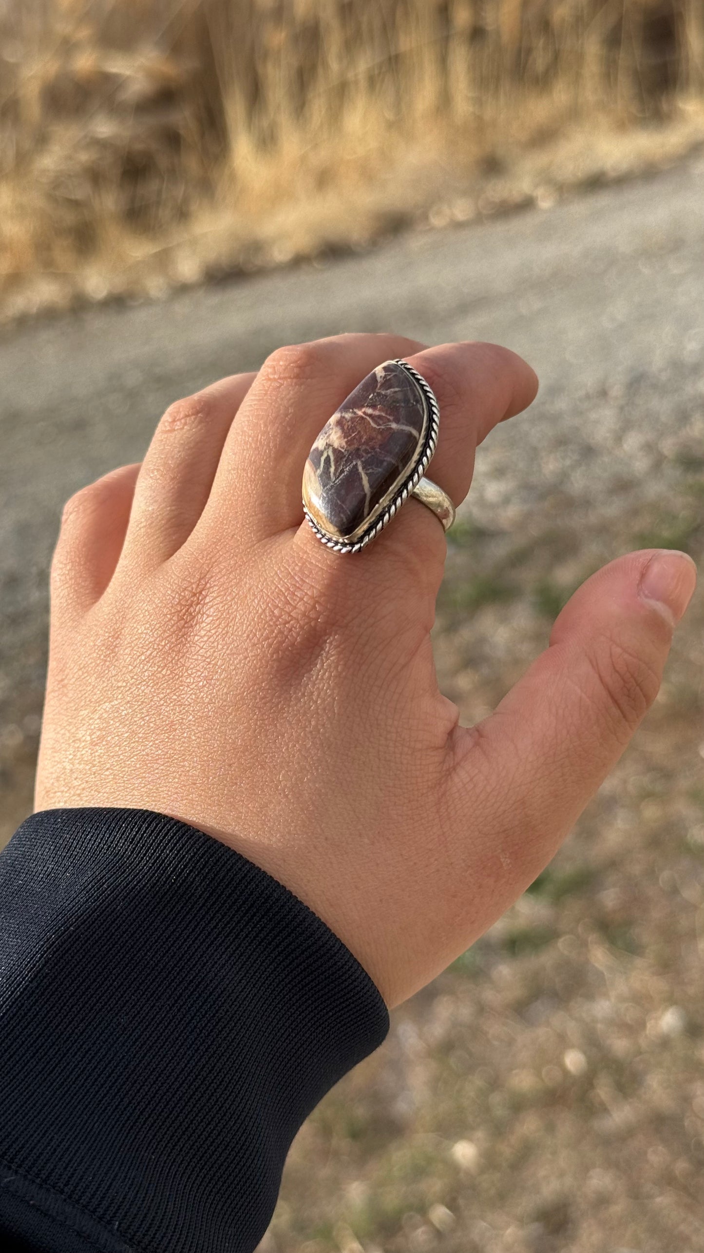 Adjustable Cappuccino Jasper ring