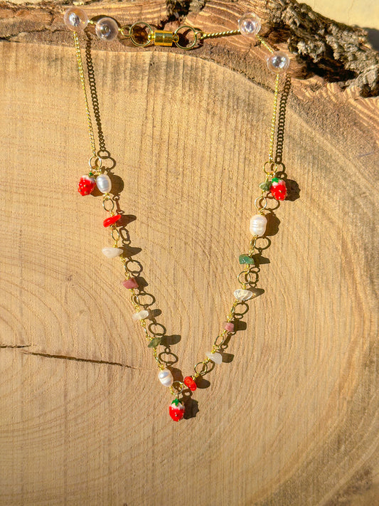 Strawberry charm necklace