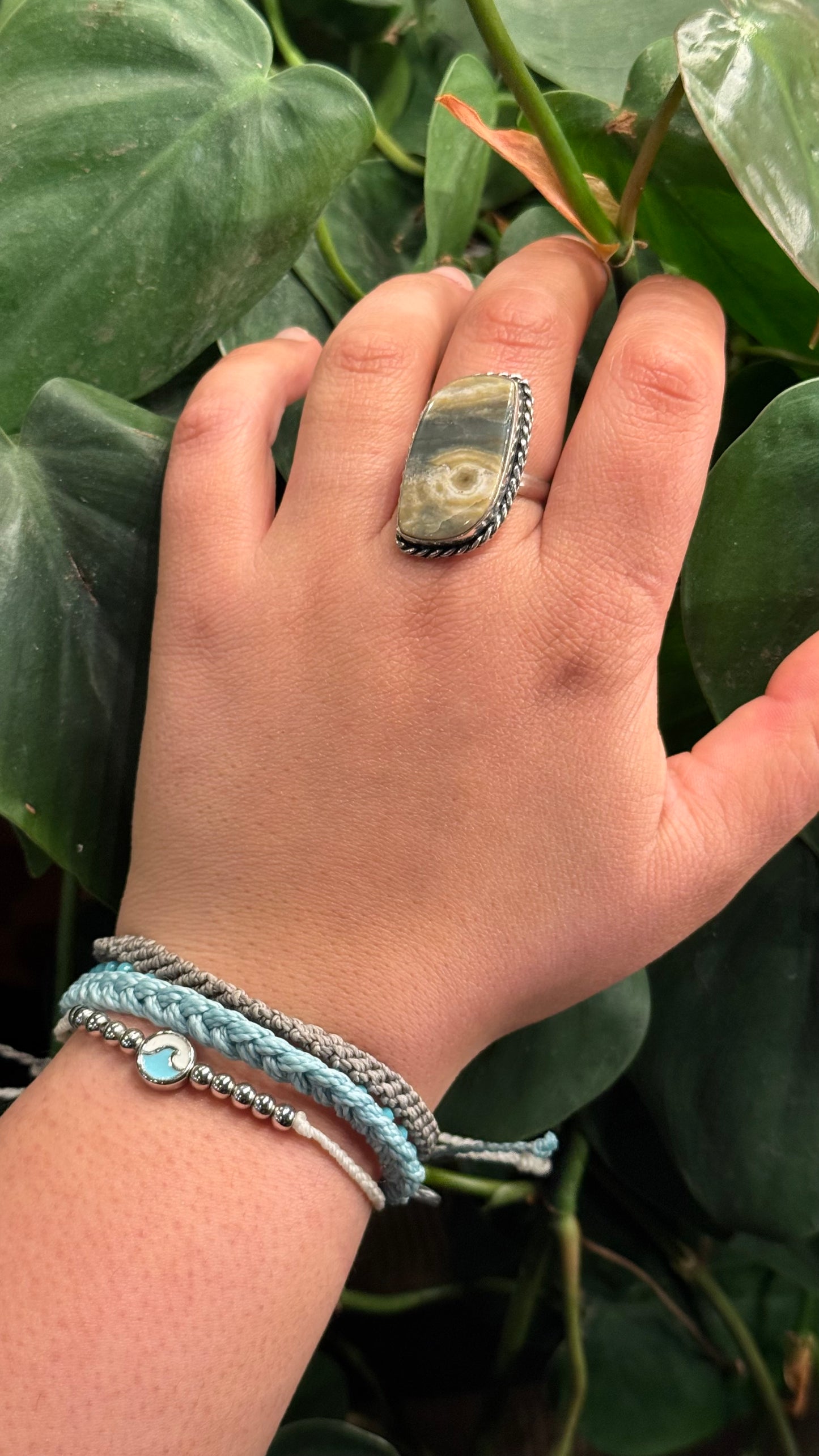 Prehnite Adjustable ring
