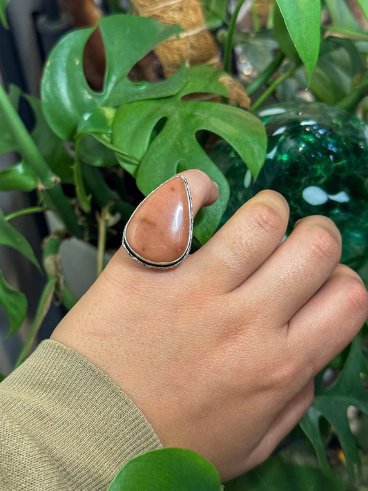 Orange adventurine stone ring size 6