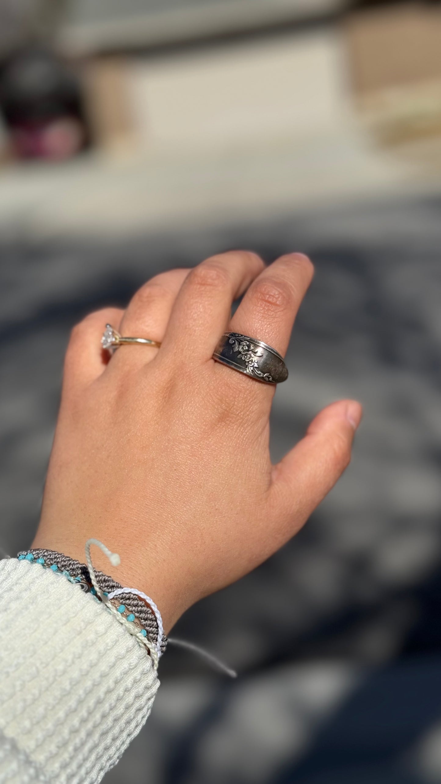 Spoon Ring Queen Bess Violet Flowers