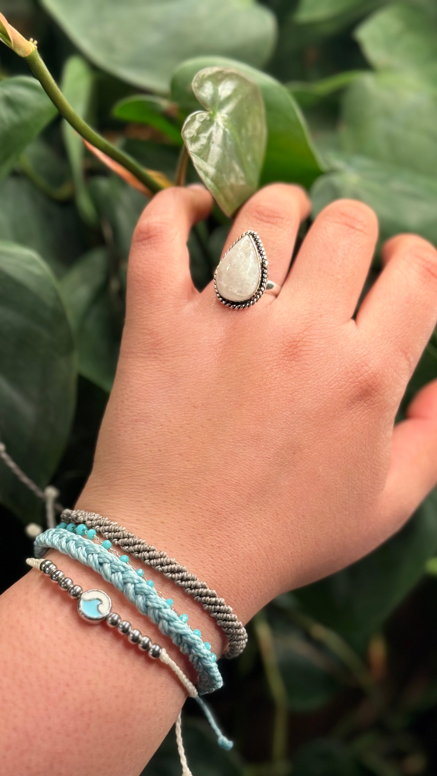 Moon stone Adjustable ring