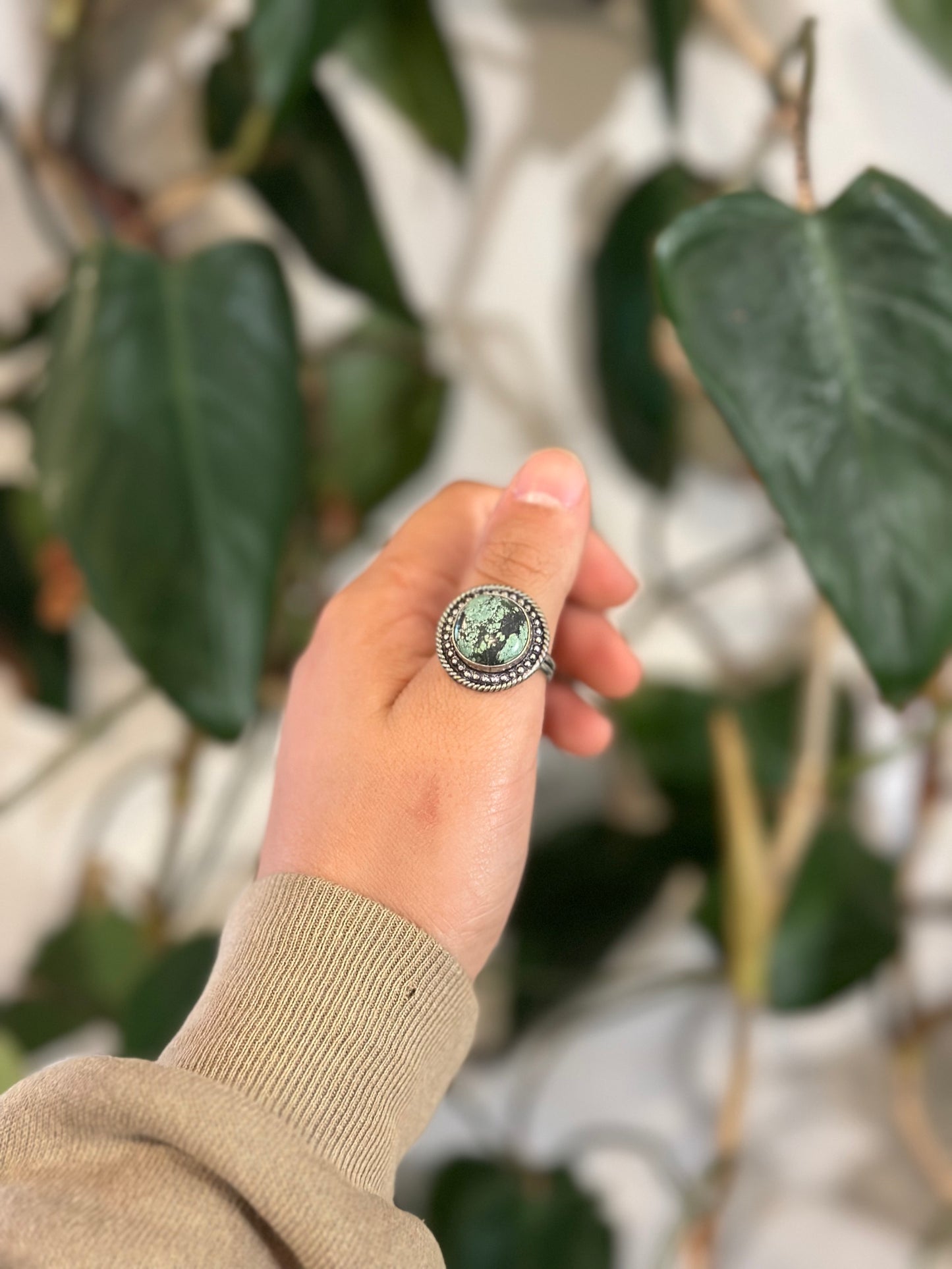 Size 10 green turquoise ring