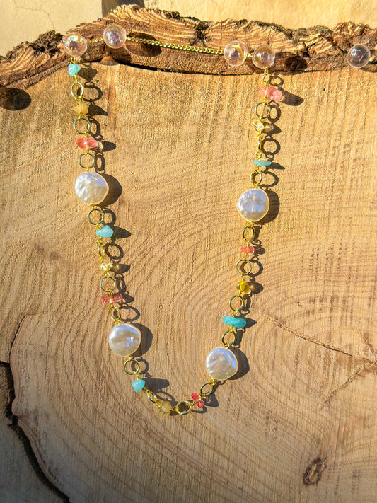 Pearl and agate necklace