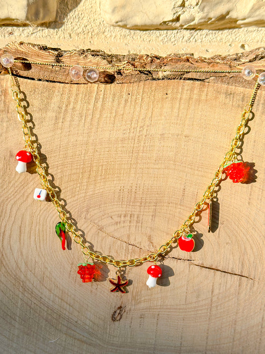Red charm necklace