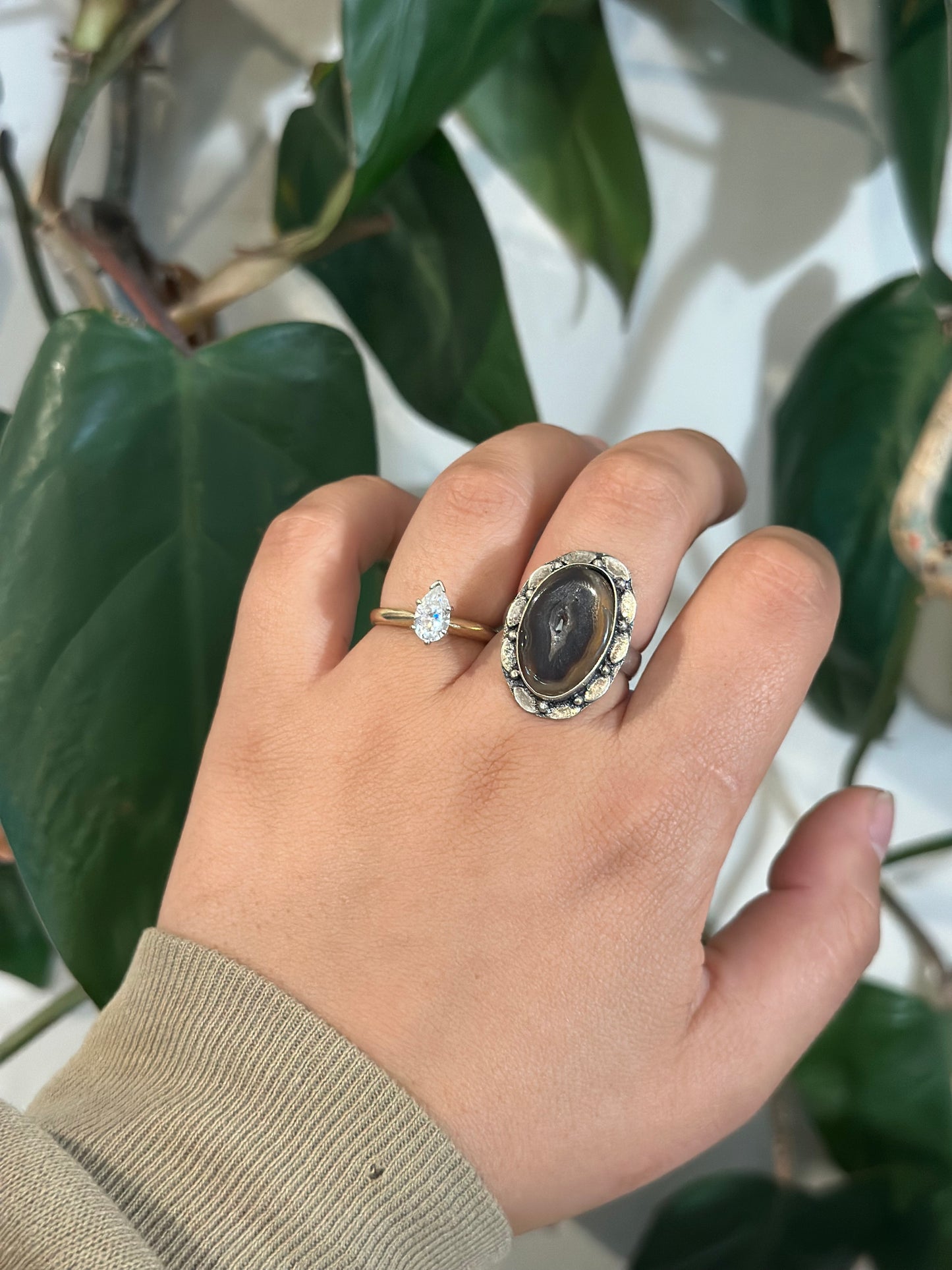 Size 8 blue sandstone ring