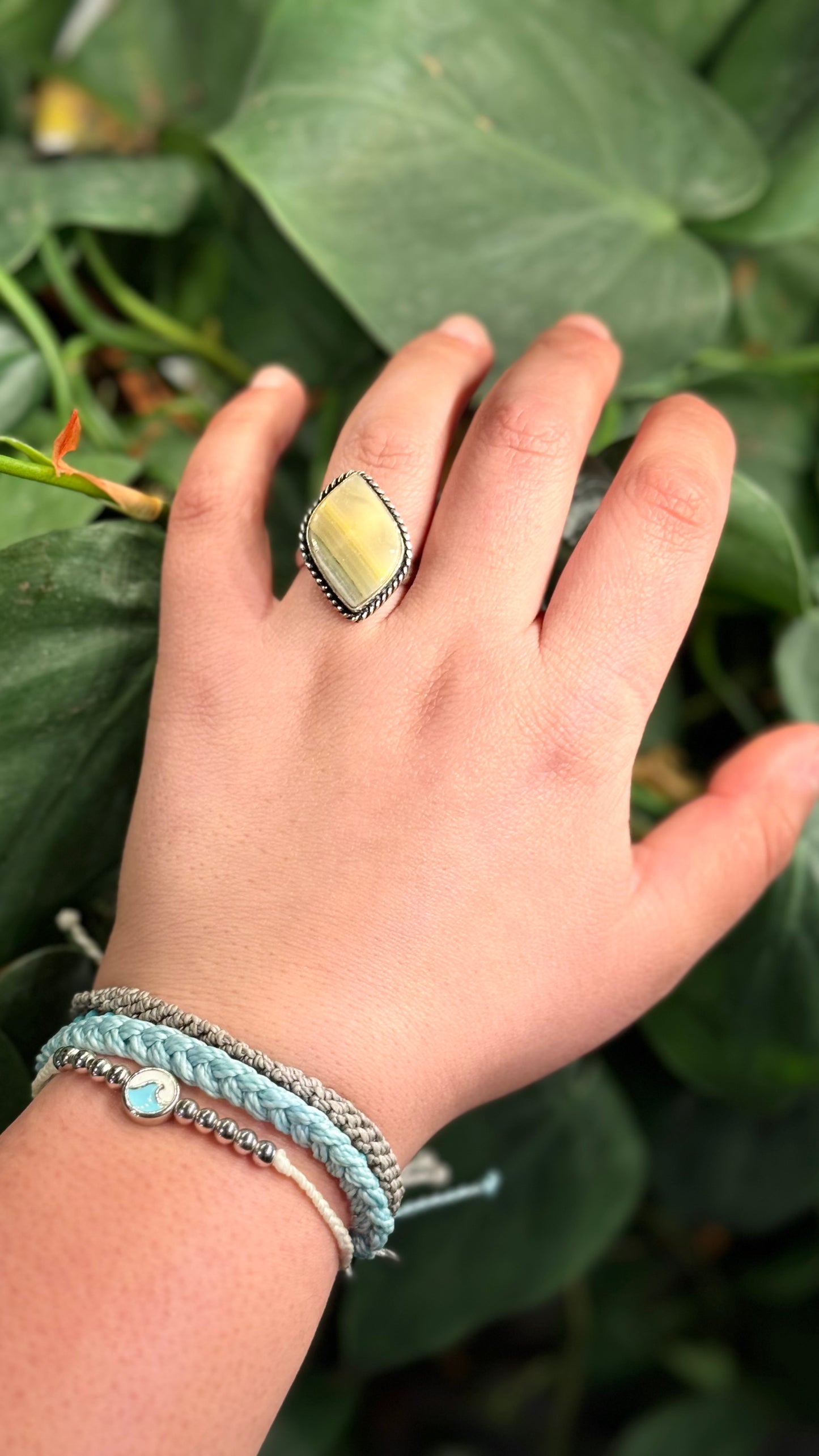 Prehnite Adjustable ring