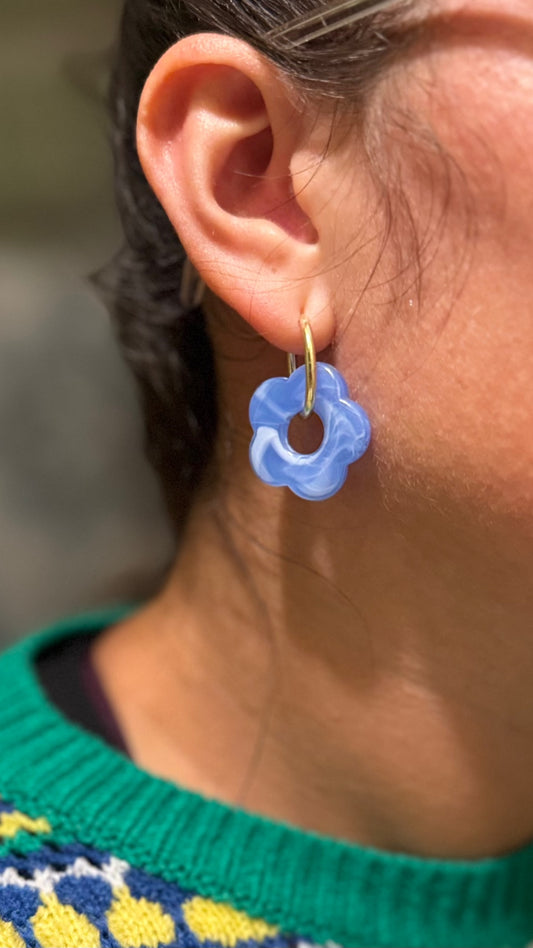 Floral hoop earrings