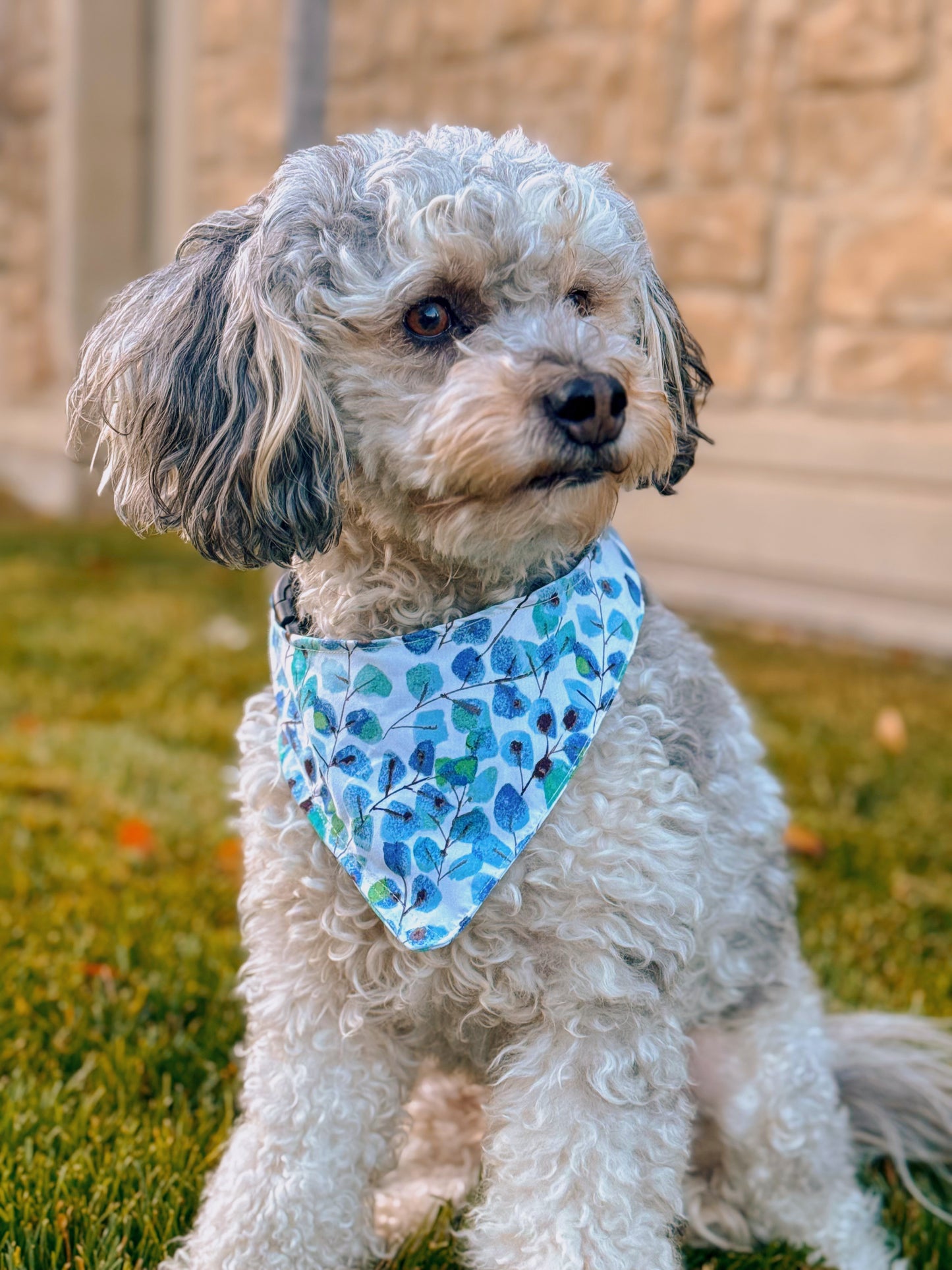 Winter watercolor tie on dog bandana