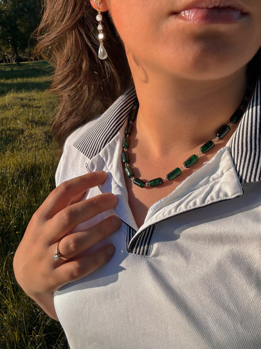 Emerald glass necklace