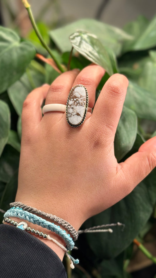 White horse Jasper Adjustable ring