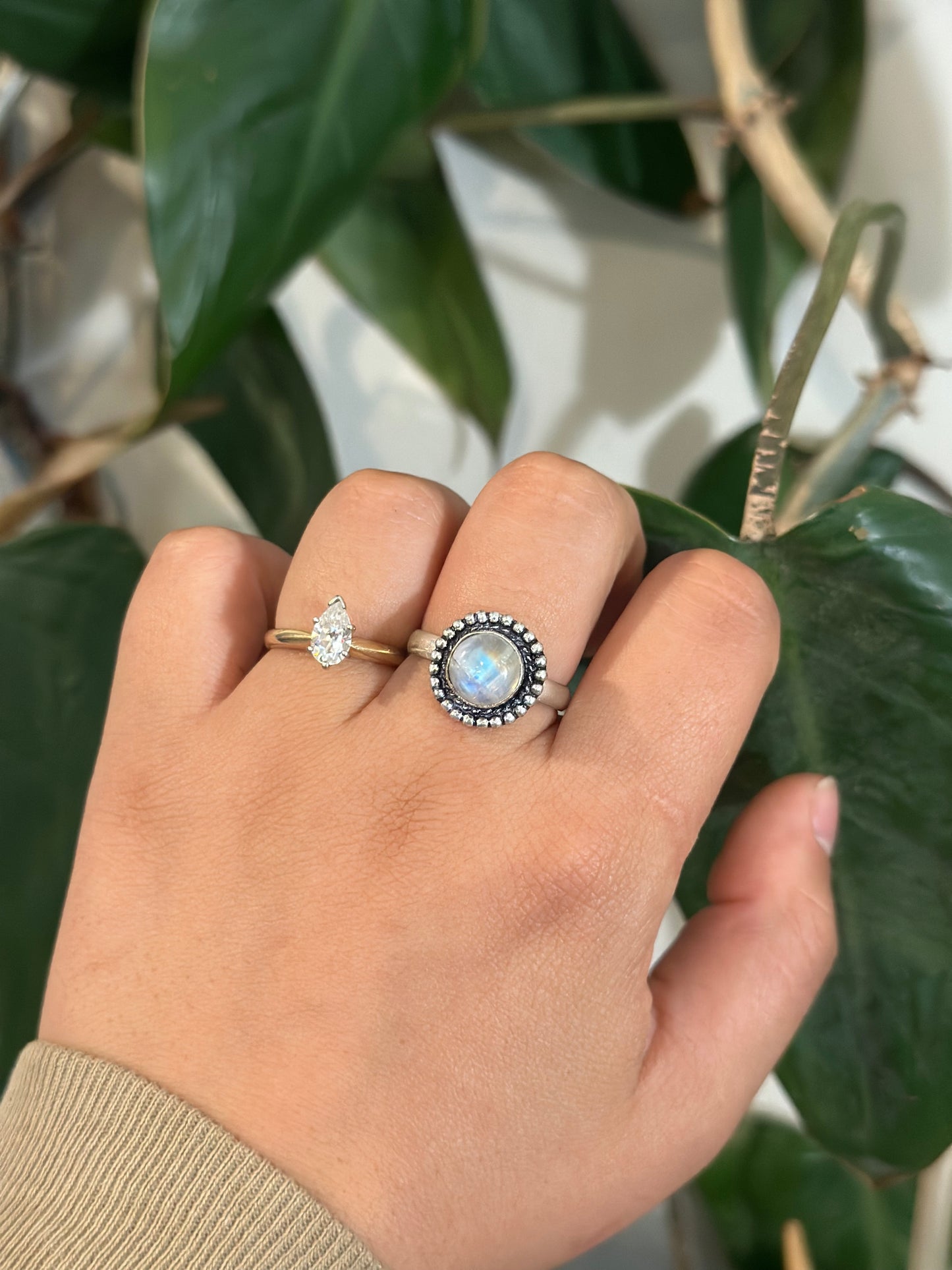 Size 8 moonstone ring