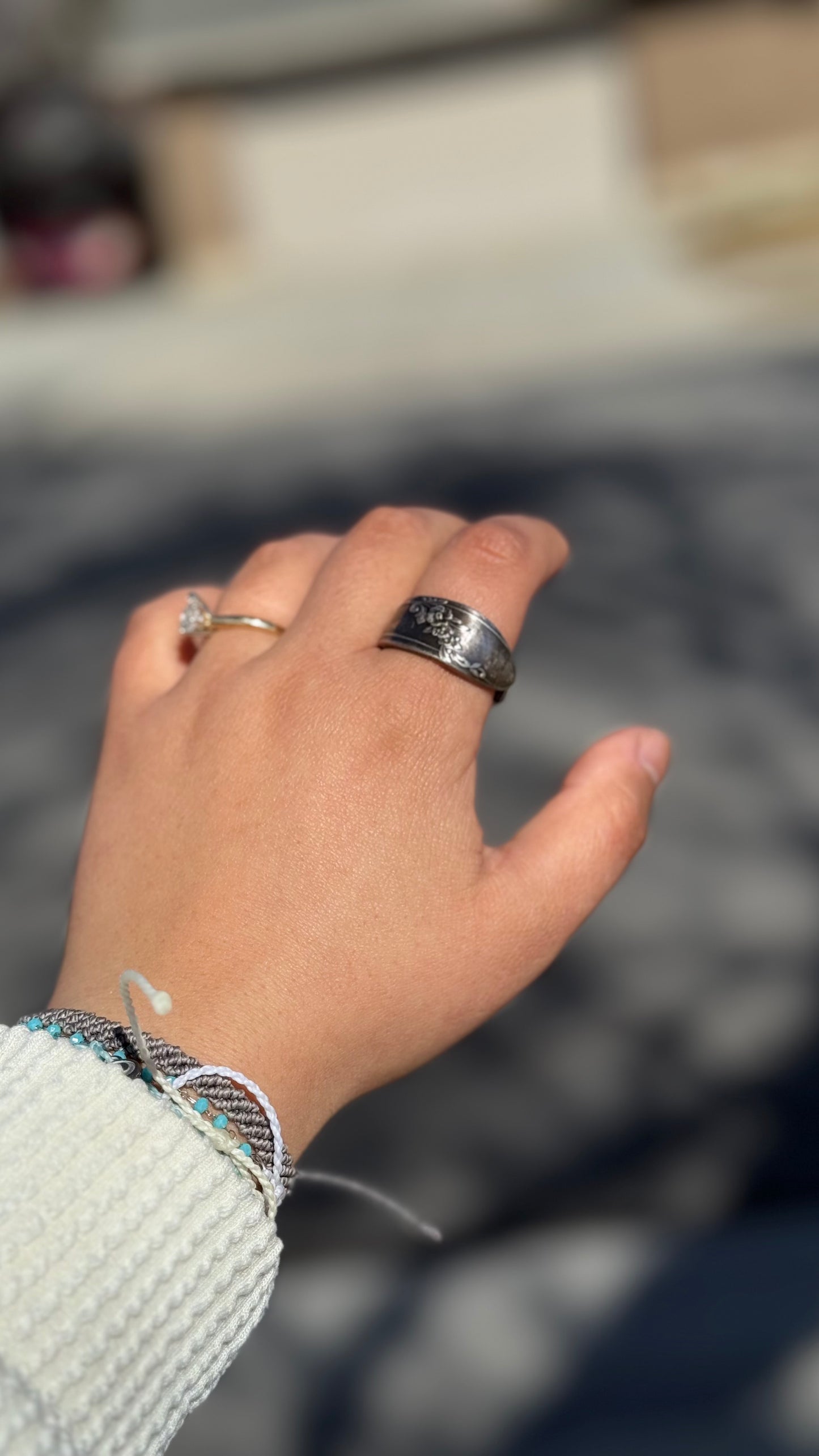 Spoon Ring Queen Bess Violet Flowers