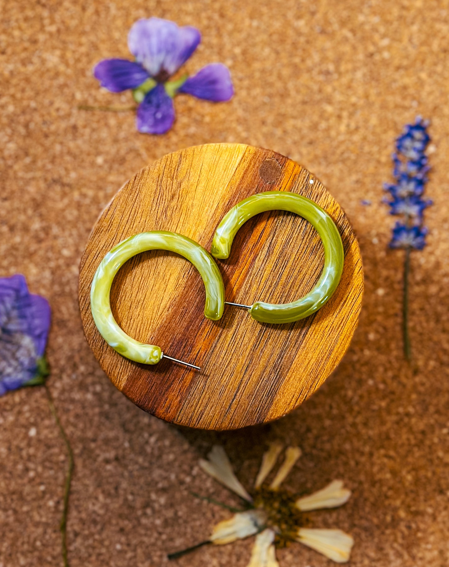 Green hoop earrings