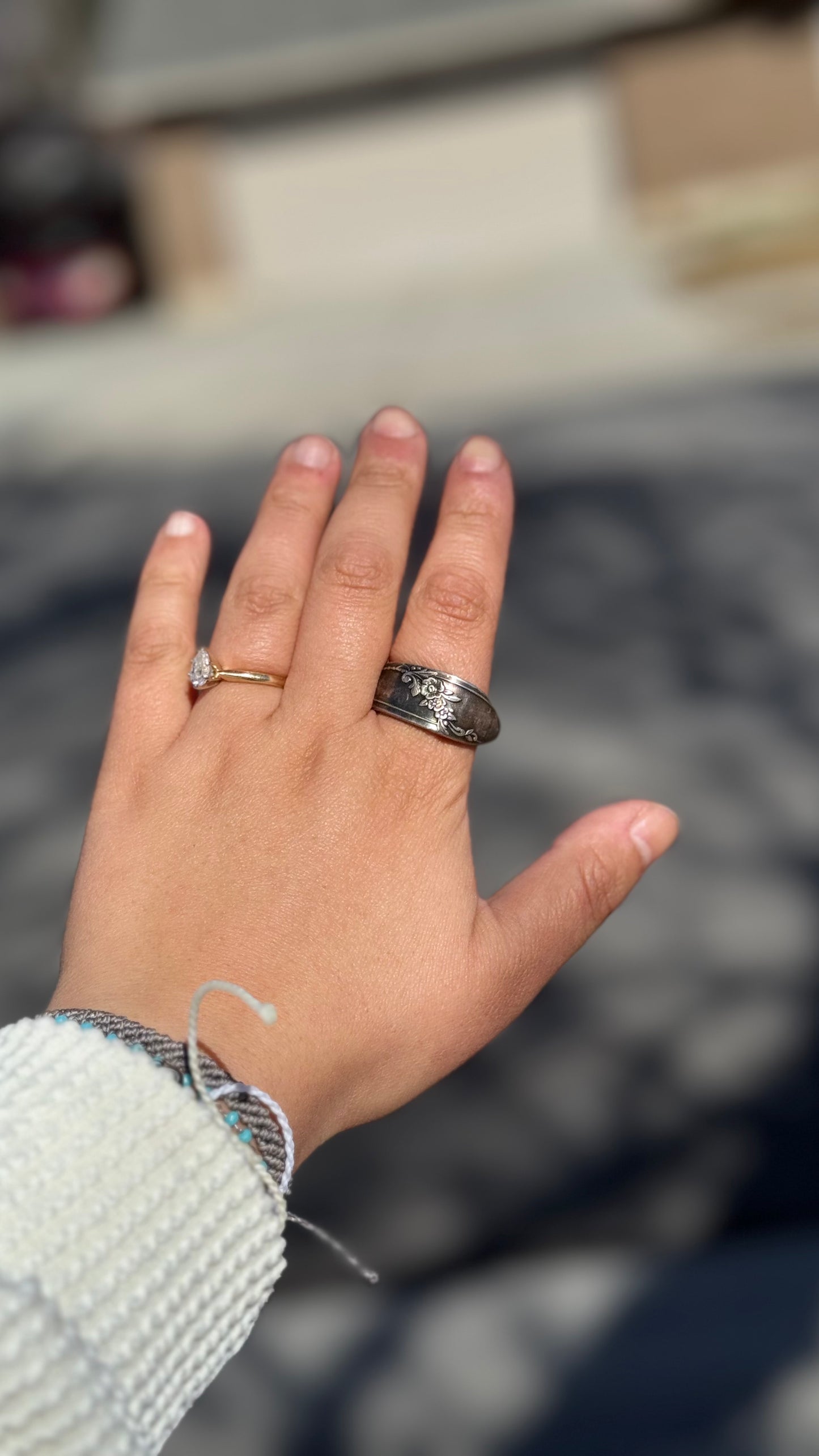 Spoon Ring Queen Bess Violet Flowers