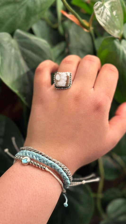 White horse Jasper Adjustable ring