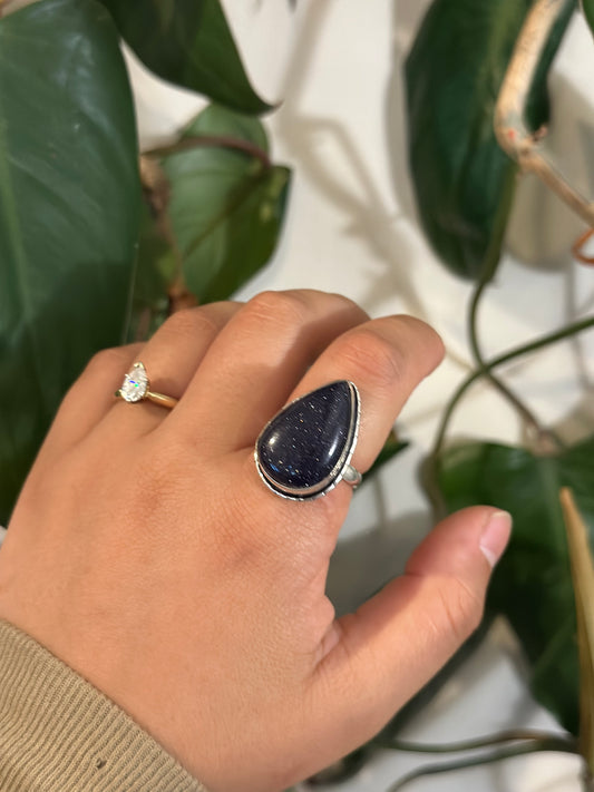 Size 8 blue sandstone ring
