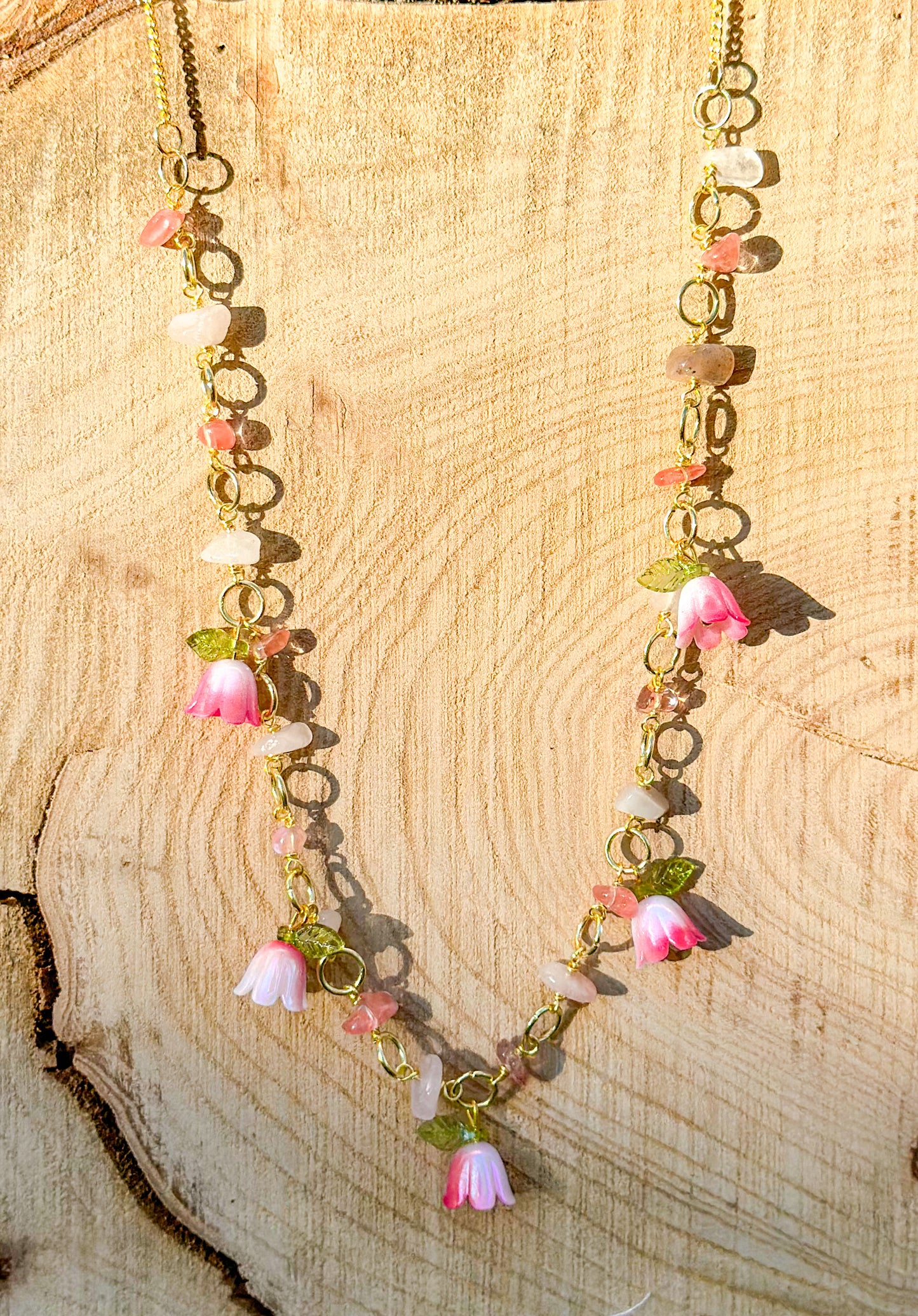 Flower and stone necklace
