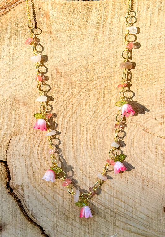 Flower and stone necklace