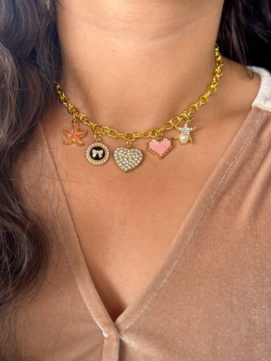 Pink charm choker