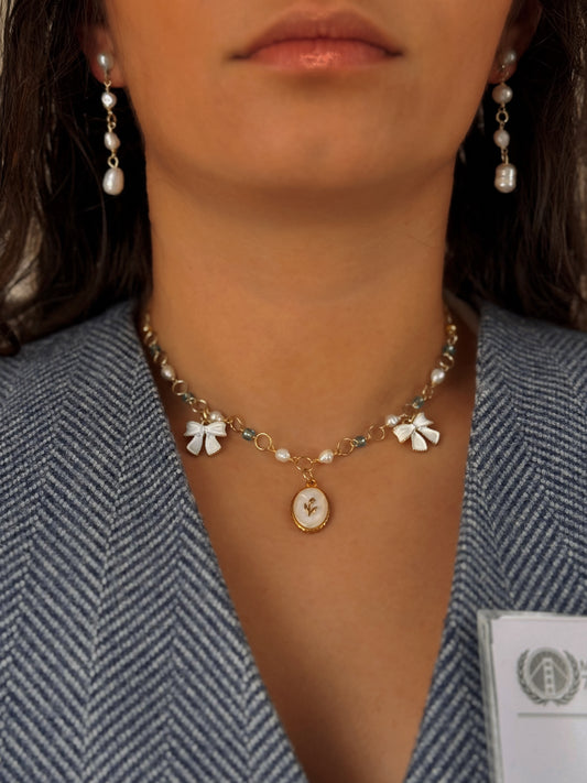 Pearl charm necklace